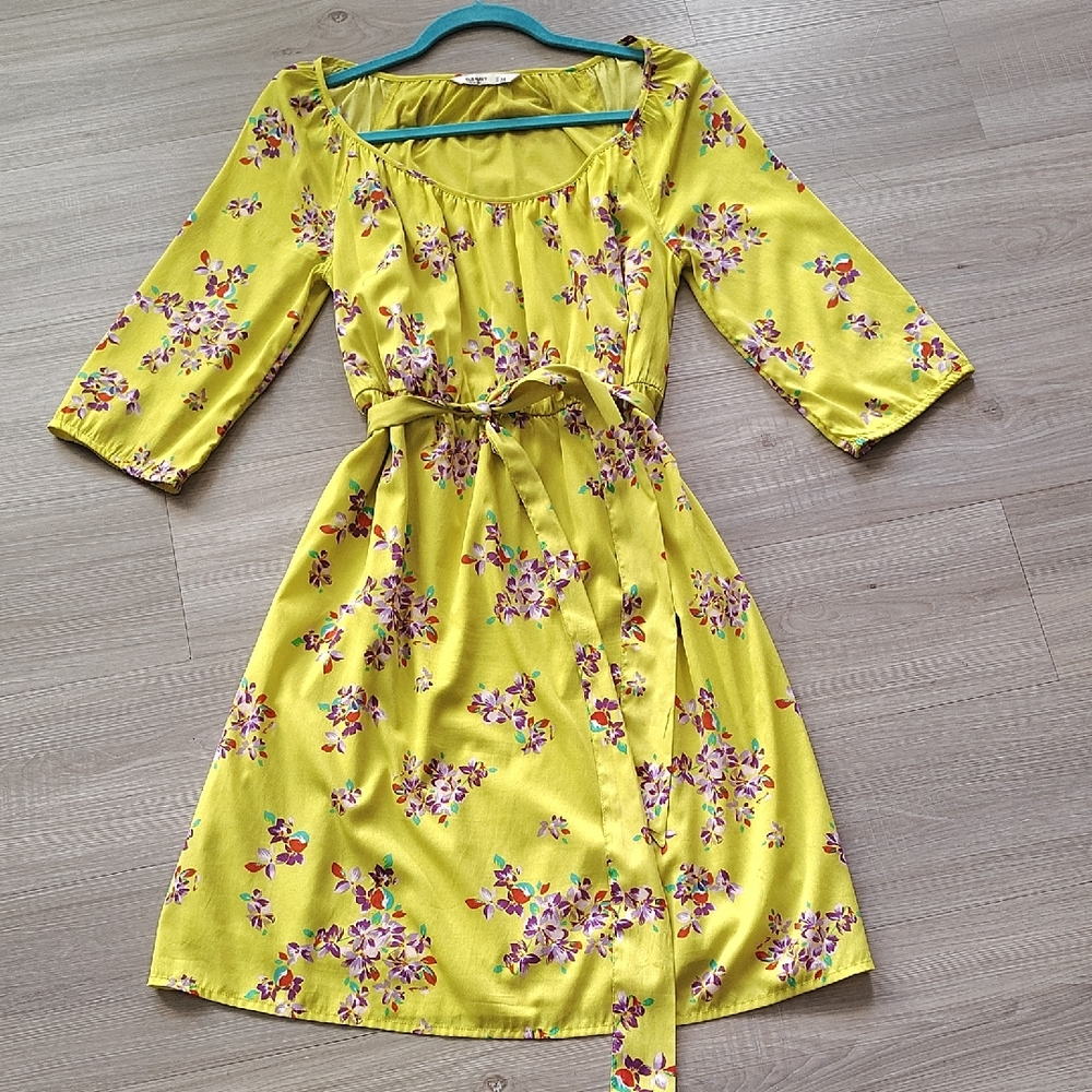 Old Navy Yellow Floral Midi Dress